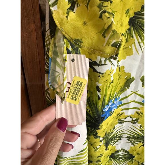 NWT GB Girls Tropical Beachy Dress L Green Floral Hawaiian - Picture 7 of 8